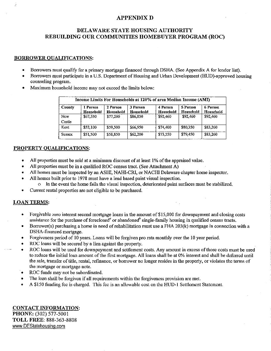 DSHA Delaware State Housing Authority Announces New Program (ROC